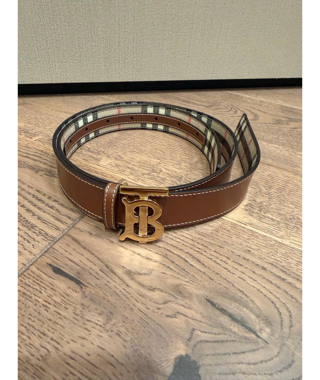BURBERRY Коричневый кожаный ремень, фото 4