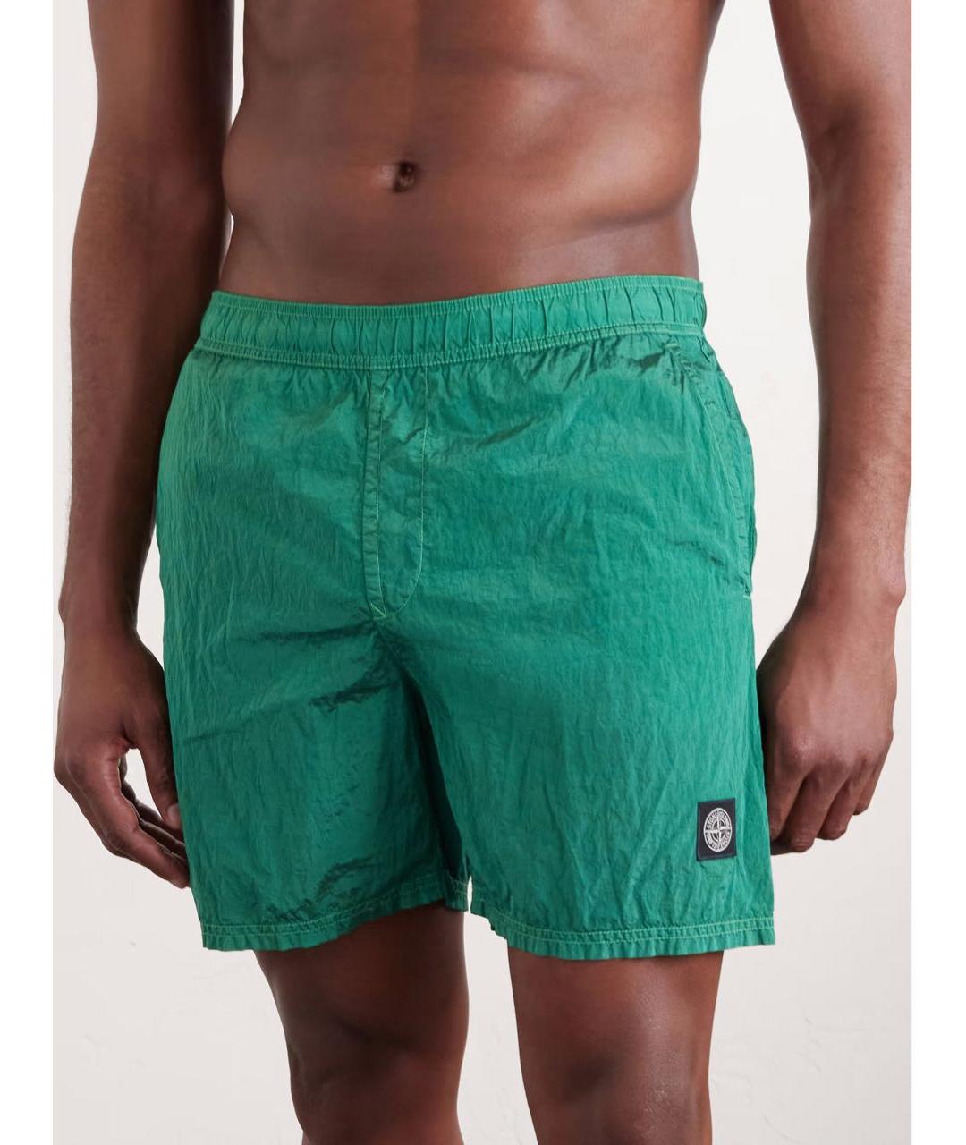 STONE ISLAND Бирюзовые синтетические шорты, фото 2