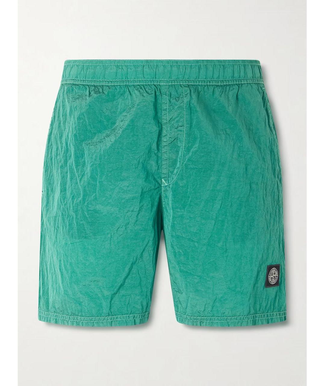 STONE ISLAND Бирюзовые синтетические шорты, фото 9