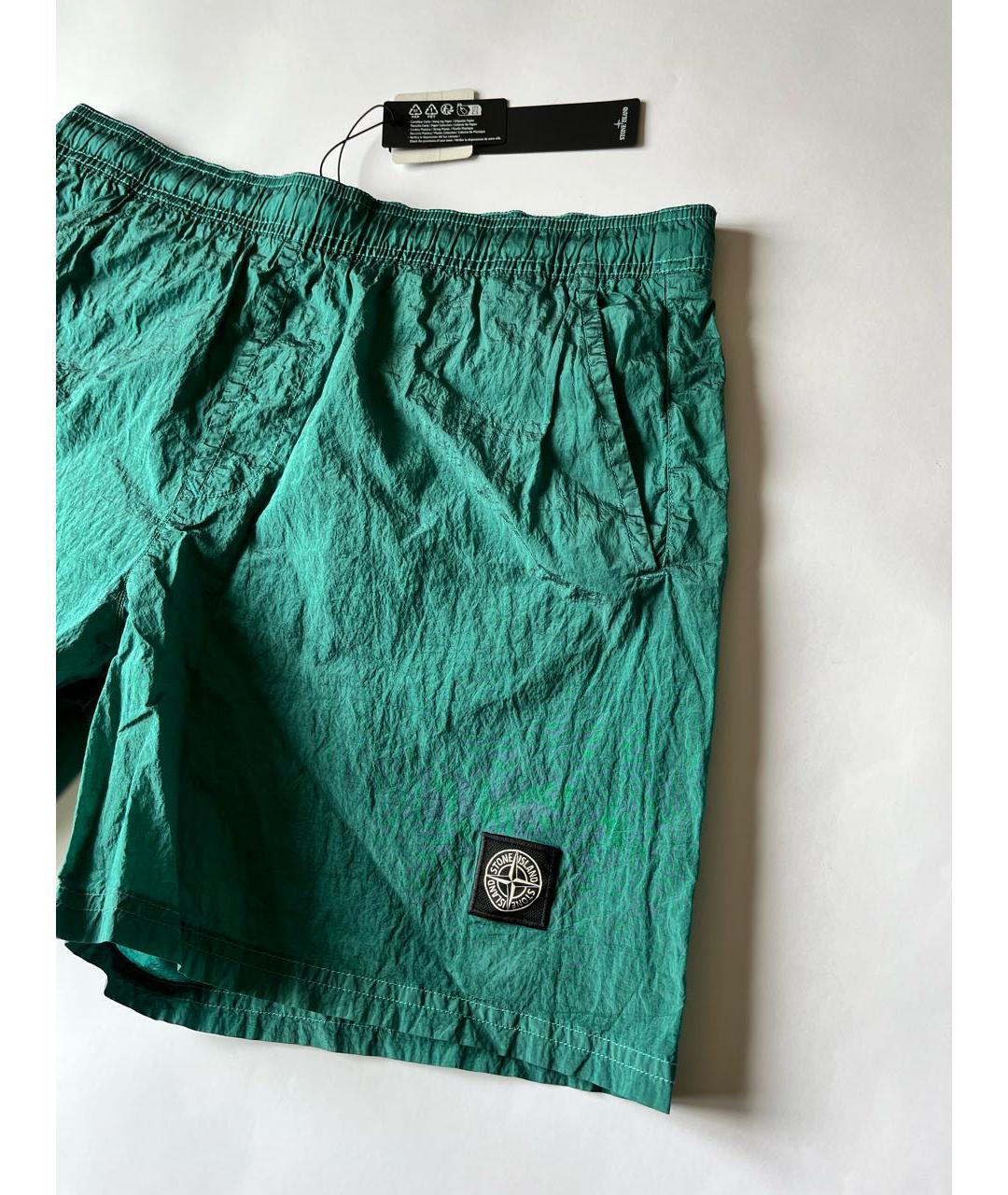 STONE ISLAND Бирюзовые синтетические шорты, фото 5