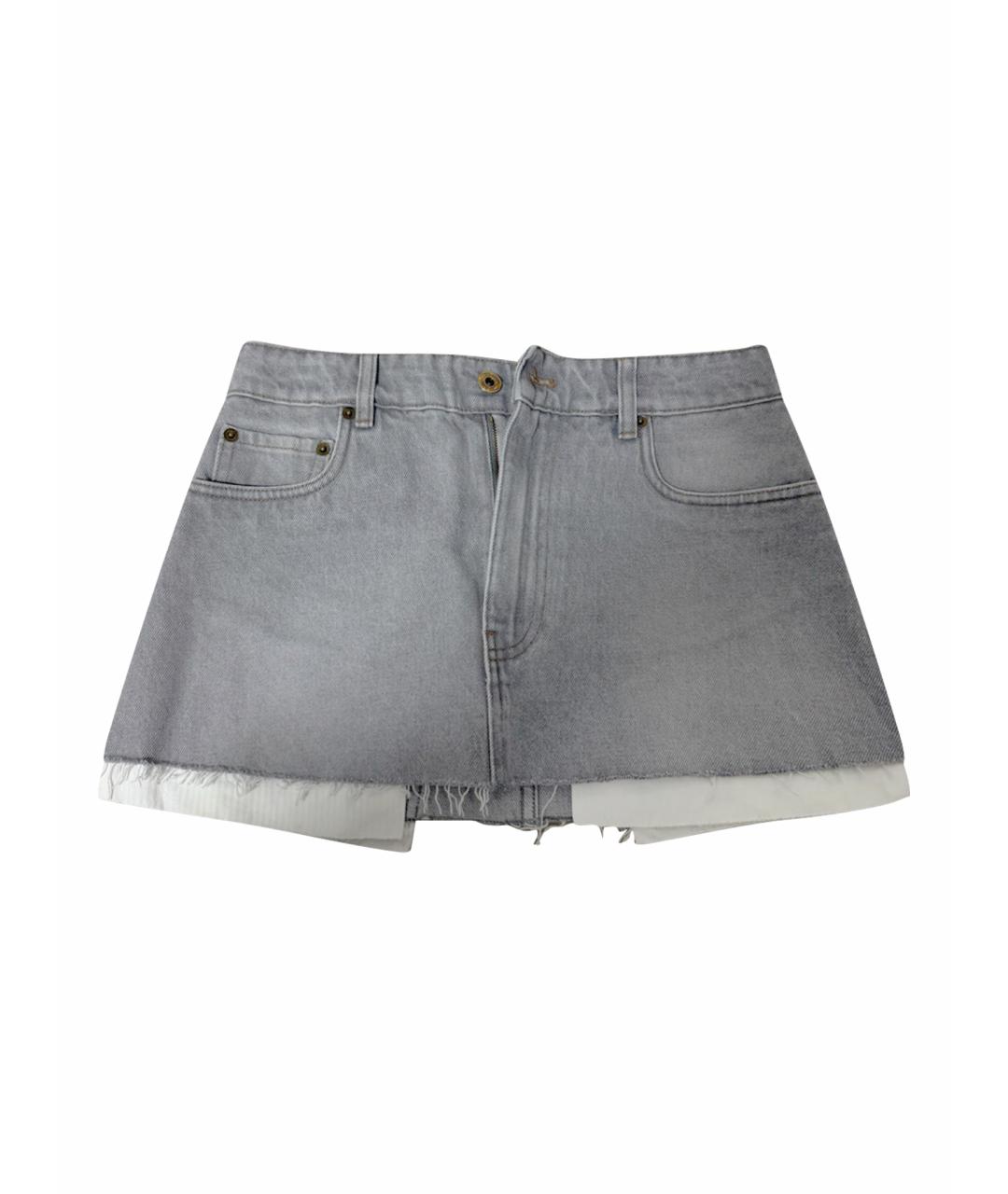 MIU MIU Серая деним юбка мини, фото 1