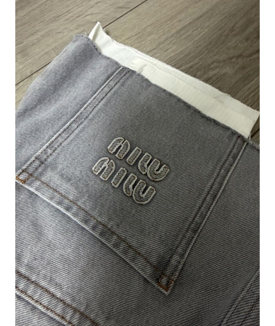 MIU MIU Серая деним юбка мини, фото 2