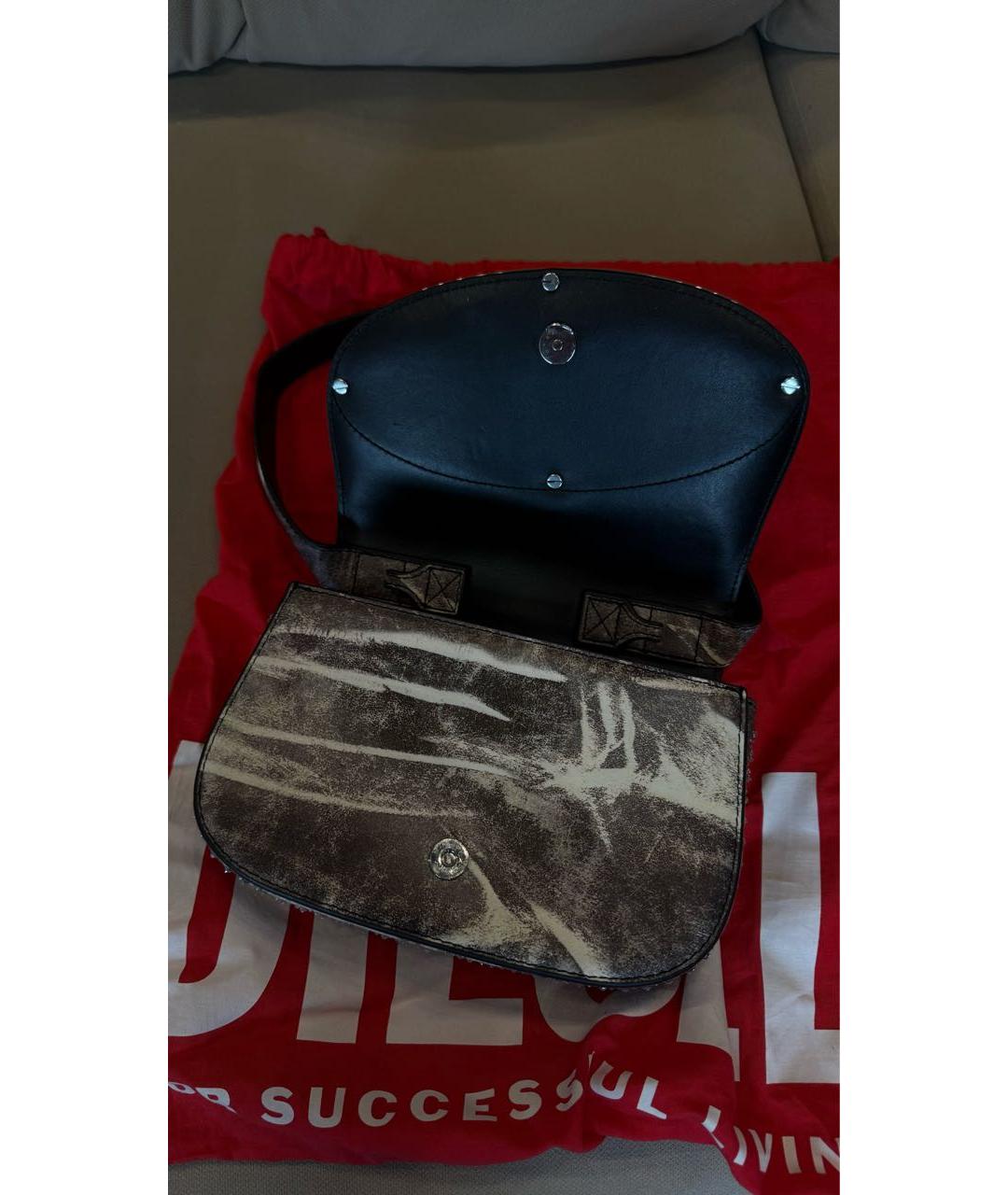 DIESEL Коричневая кожаная сумка через плечо, фото 2