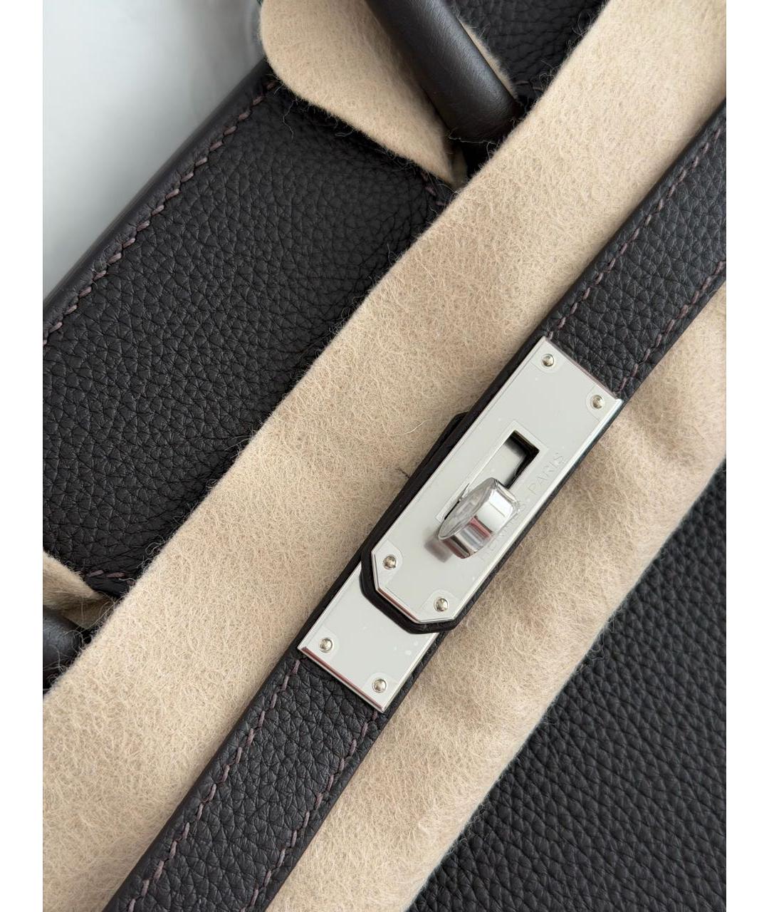 HERMES Коричневая кожаная сумка с короткими ручками, фото 4