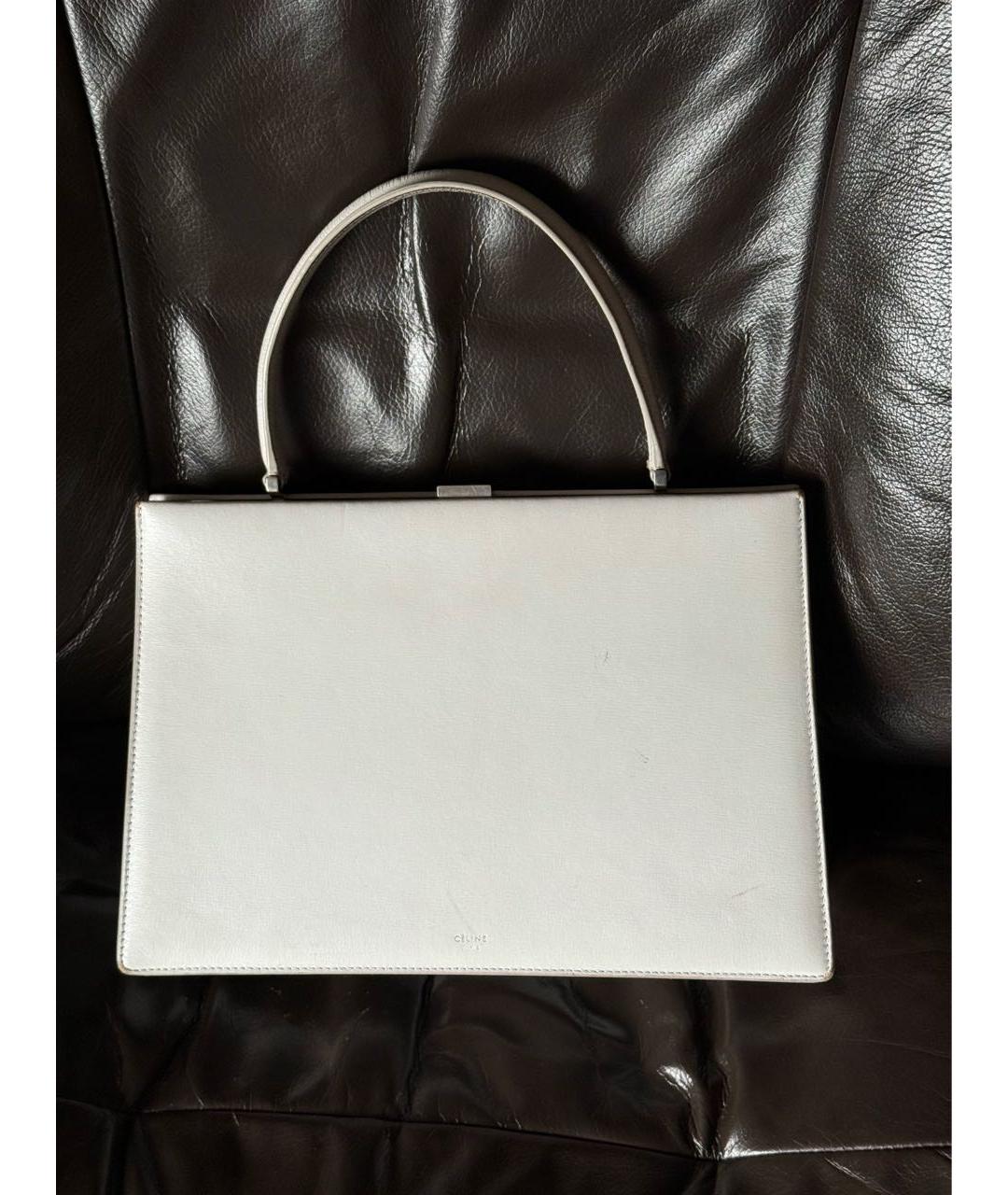 CELINE Белая кожаная сумка с короткими ручками, фото 4