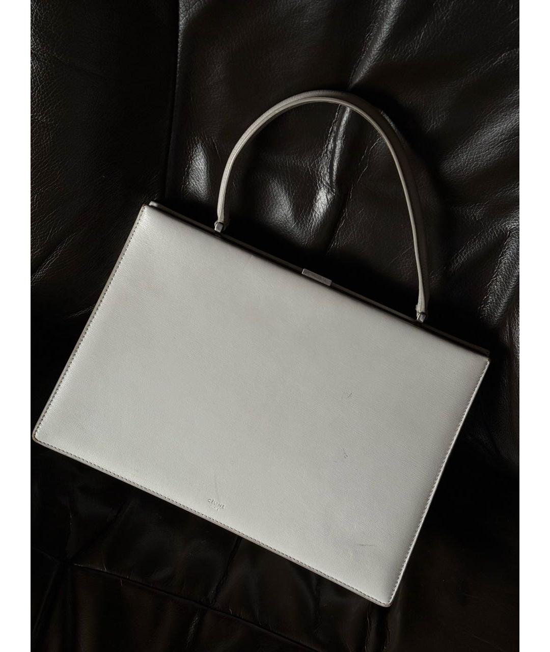 CELINE Белая кожаная сумка с короткими ручками, фото 5