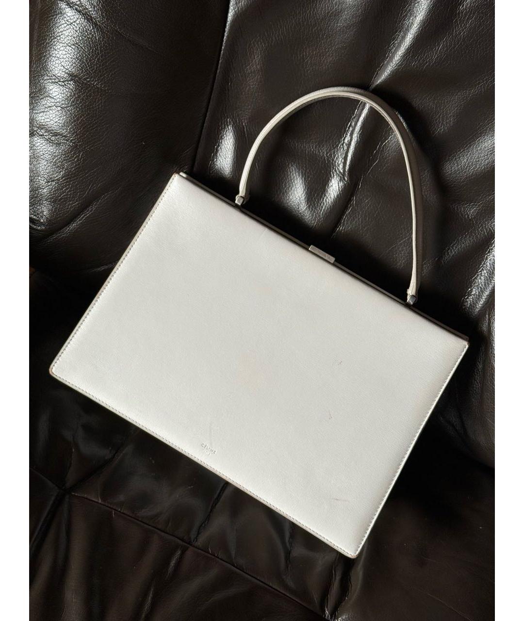 CELINE Белая кожаная сумка с короткими ручками, фото 7
