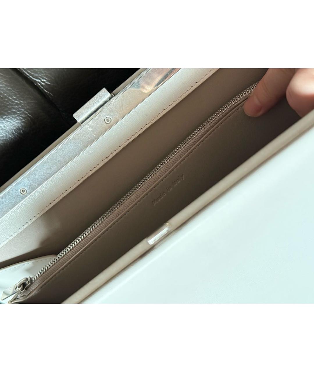 CELINE Белая кожаная сумка с короткими ручками, фото 6