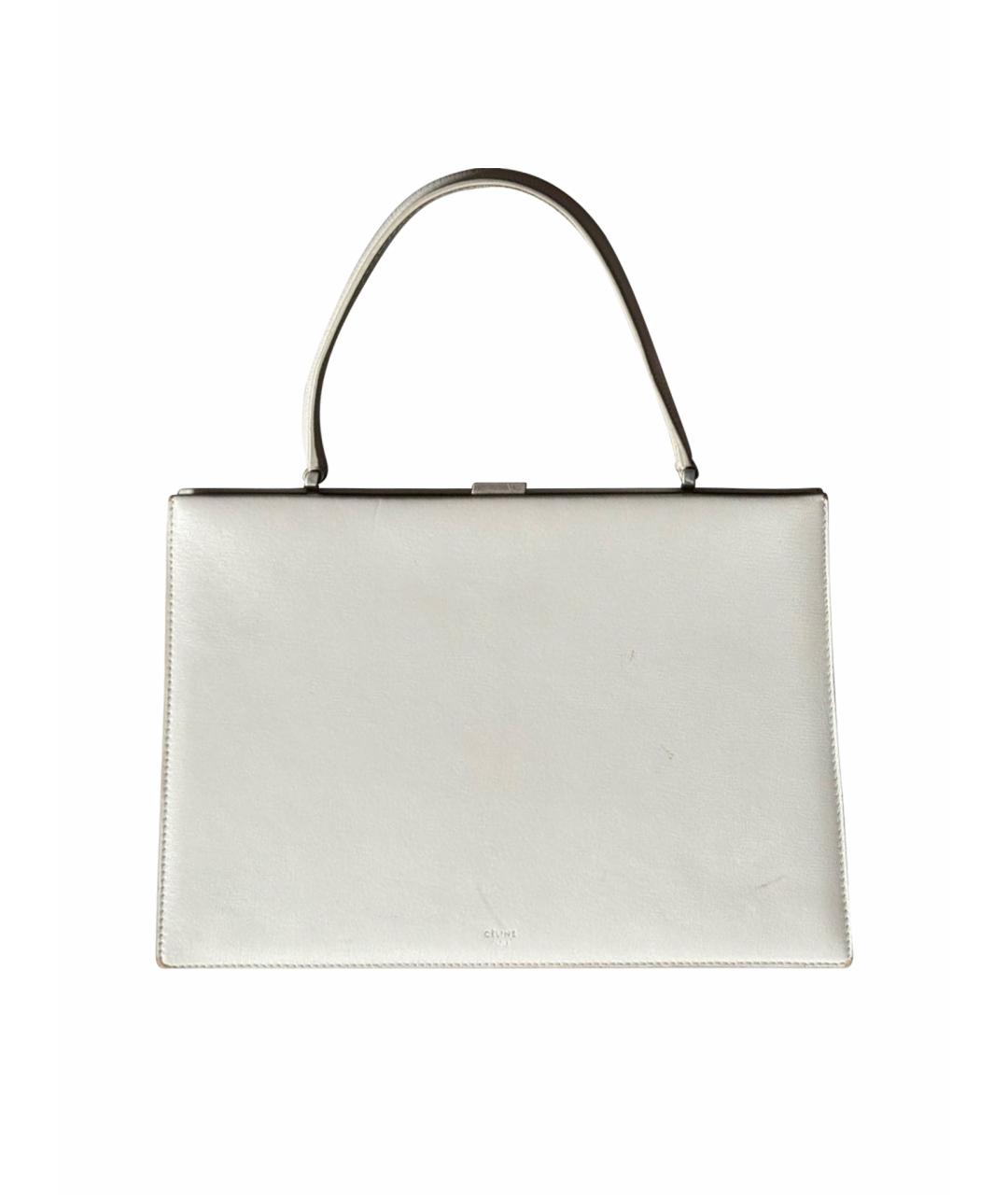 CELINE Белая кожаная сумка с короткими ручками, фото 1