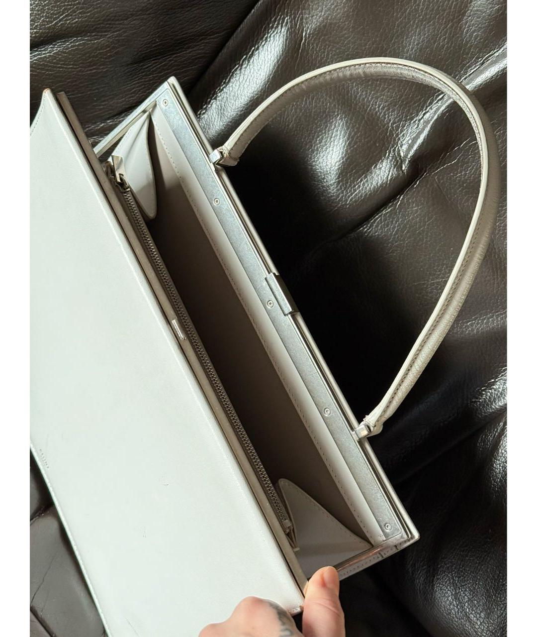 CELINE Белая кожаная сумка с короткими ручками, фото 2