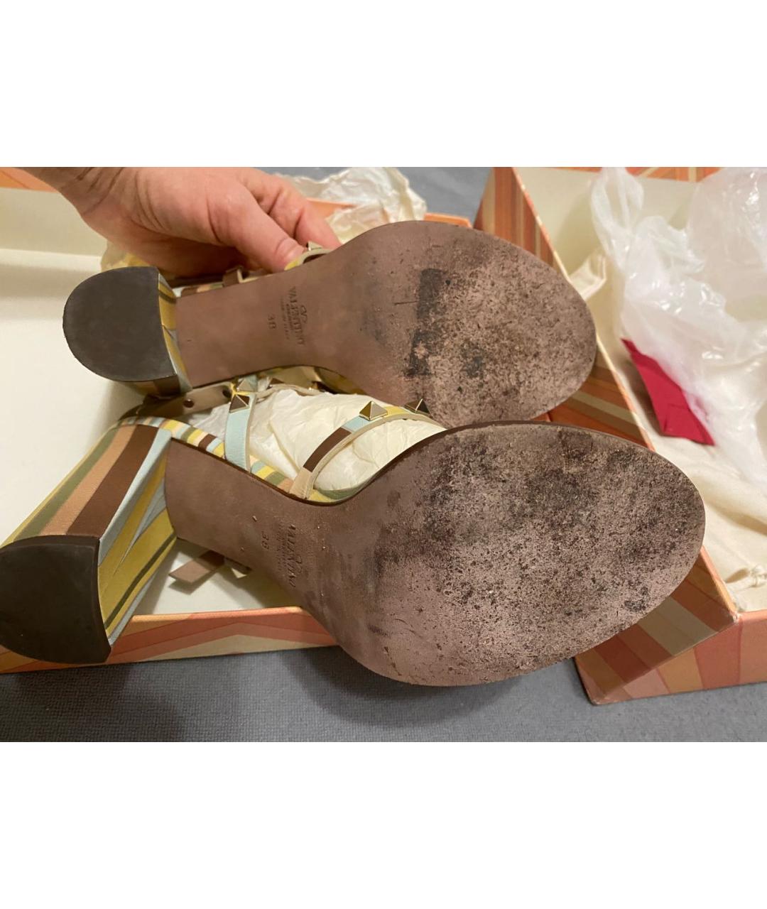 VALENTINO Мульти кожаные босоножки, фото 4