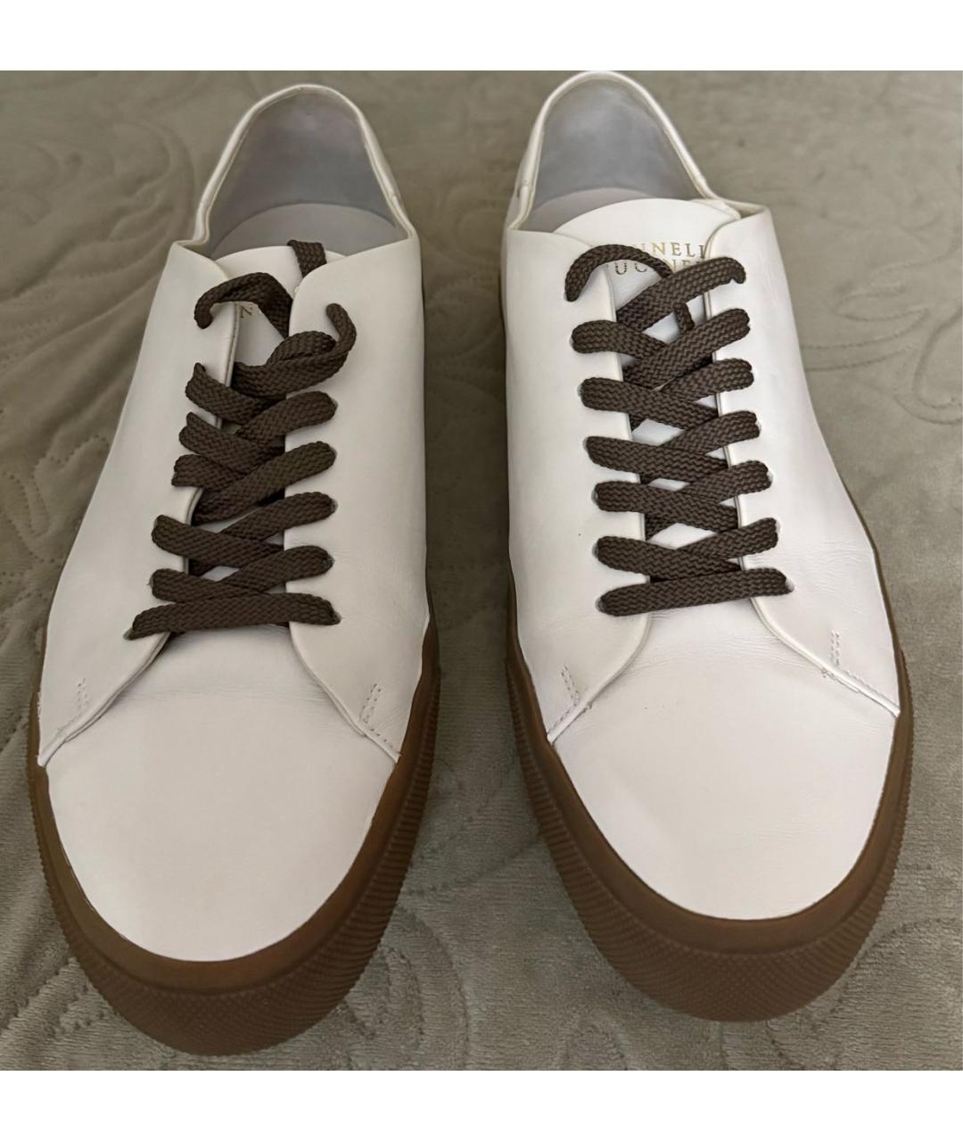 BRUNELLO CUCINELLI Белые кожаные низкие кроссовки / кеды, фото 2
