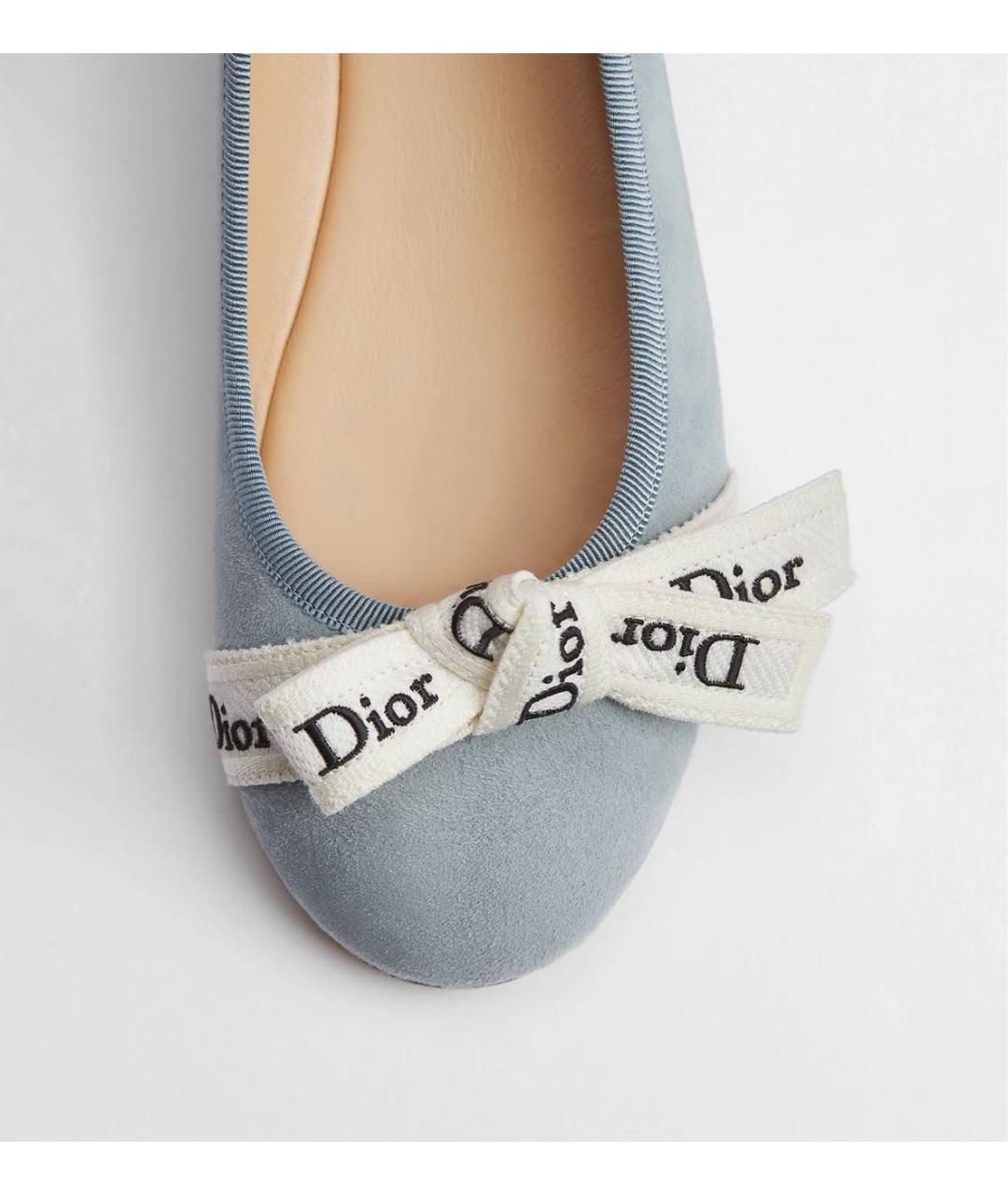 CHRISTIAN DIOR Голубые замшевые балетки, фото 4