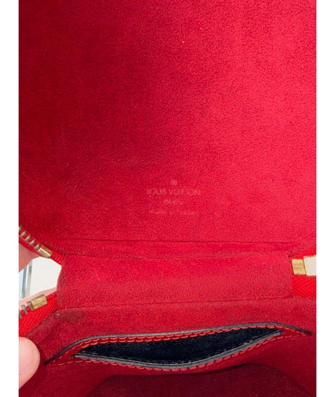 LOUIS VUITTON Красная кожаная сумка с короткими ручками, фото 7