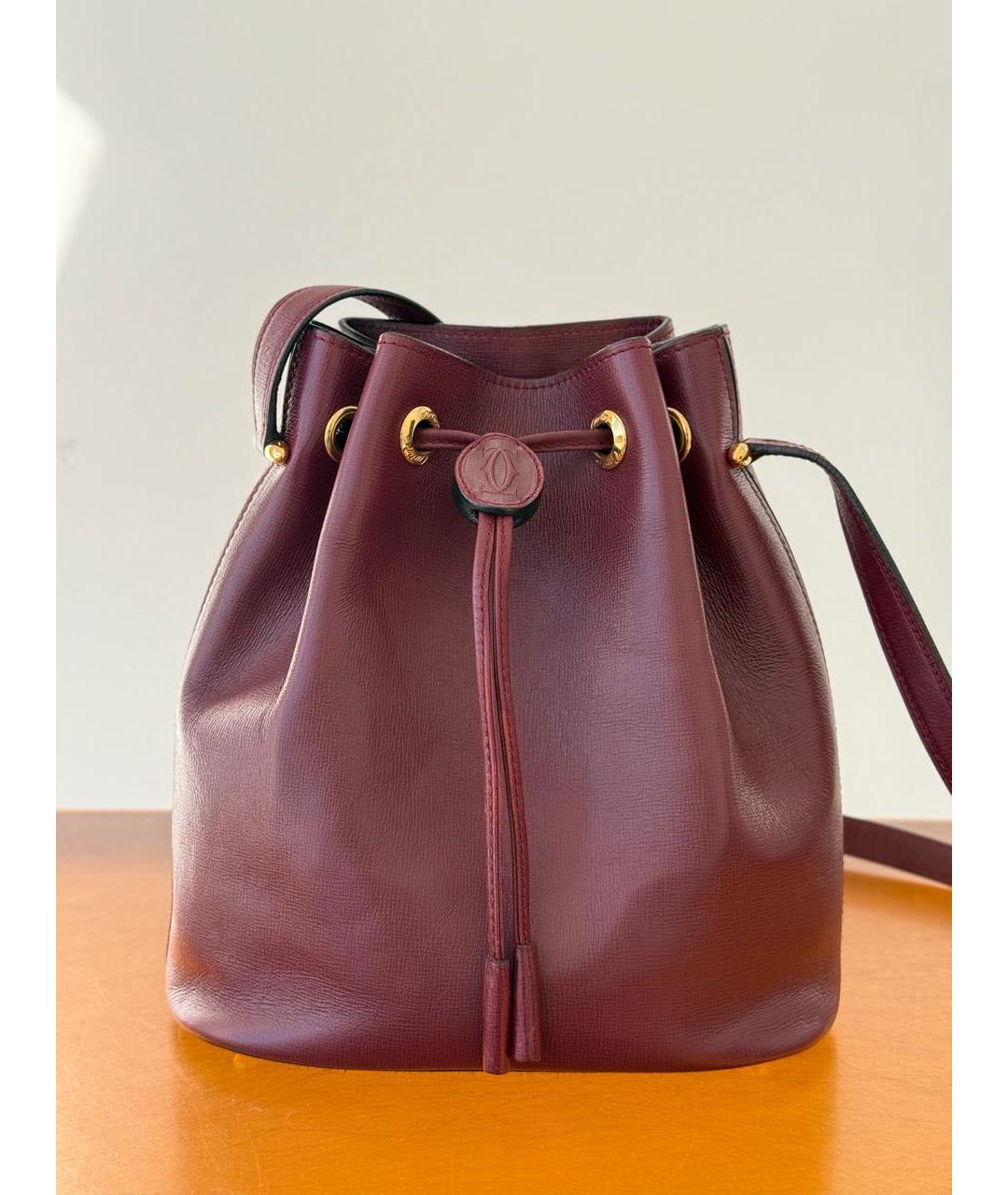 CARTIER Бордовая кожаная сумка через плечо, фото 8