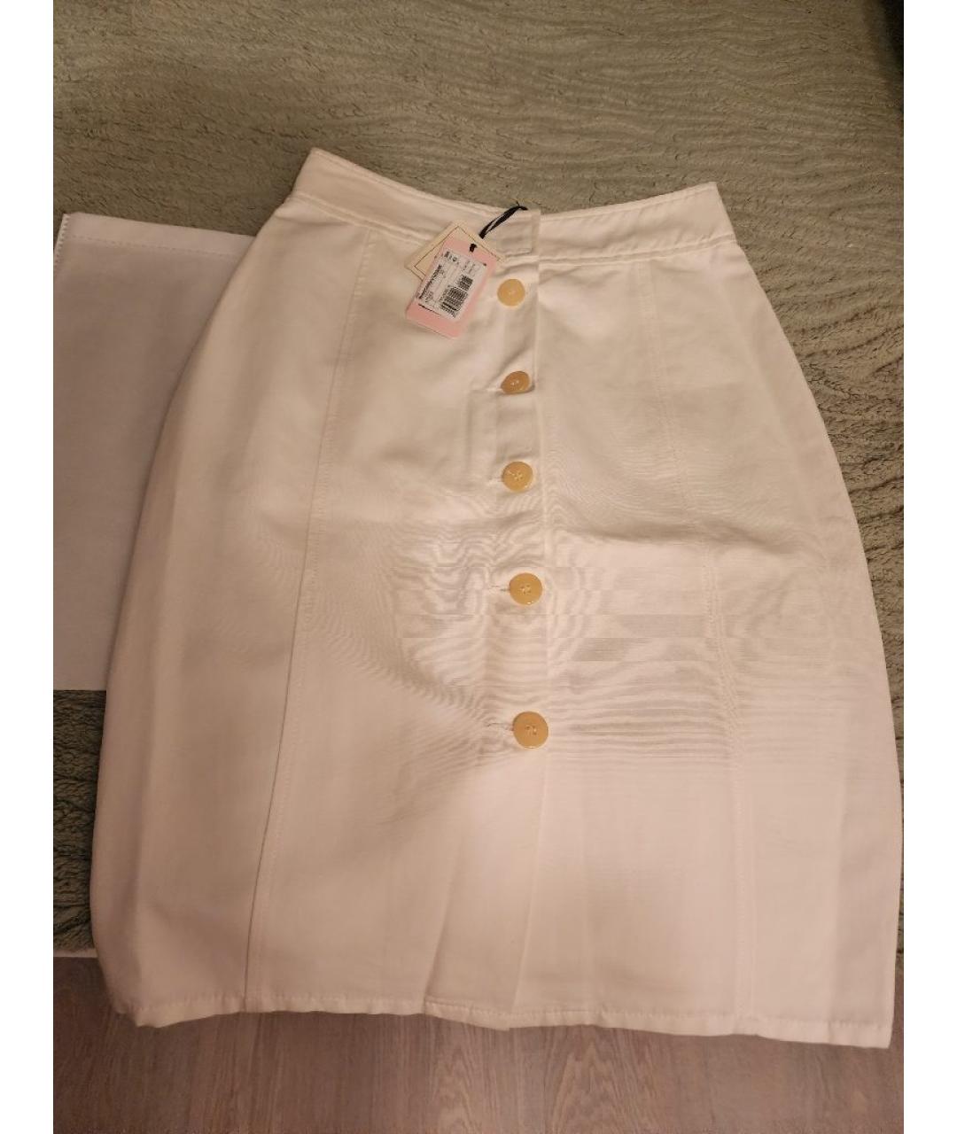 RED VALENTINO Белая хлопковая юбка миди, фото 4