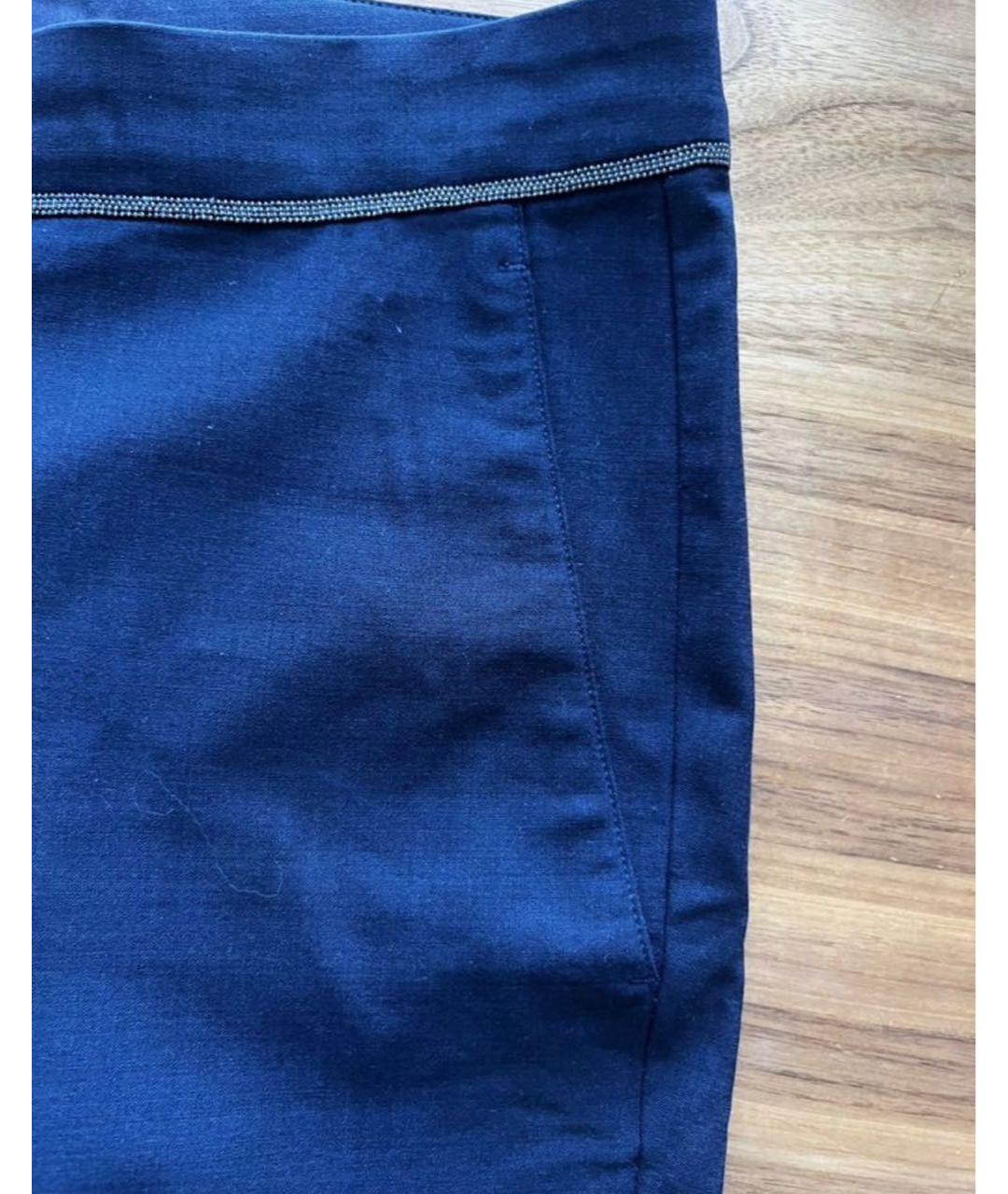 BRUNELLO CUCINELLI Синие шерстяные брюки узкие, фото 4