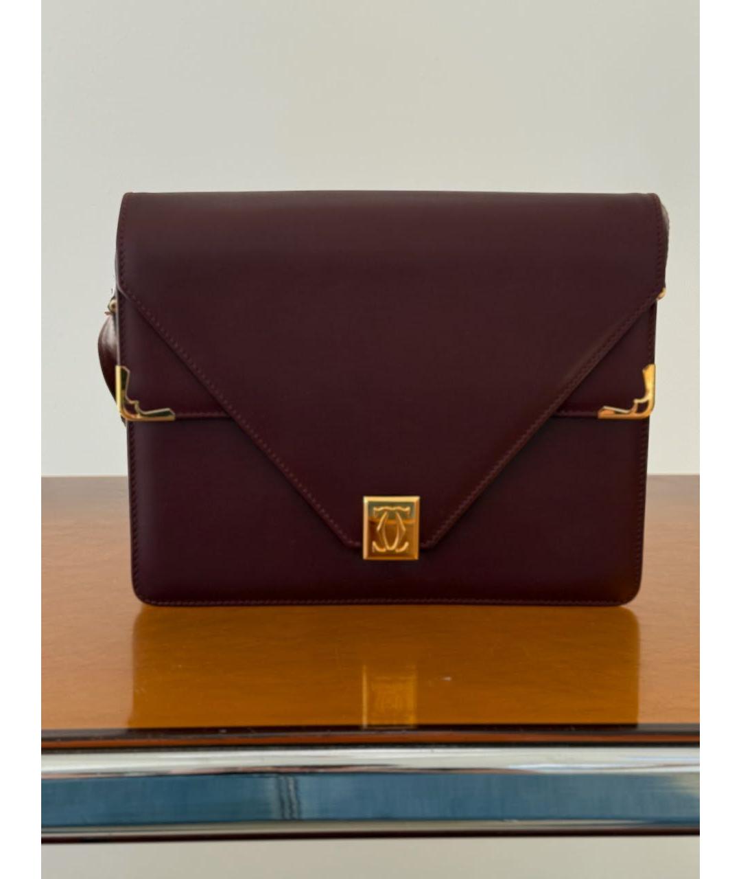CARTIER Бордовая кожаная сумка через плечо, фото 8