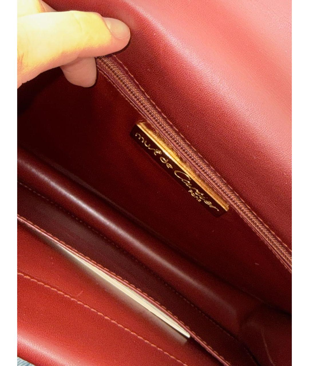 CARTIER Бордовая кожаная сумка через плечо, фото 7