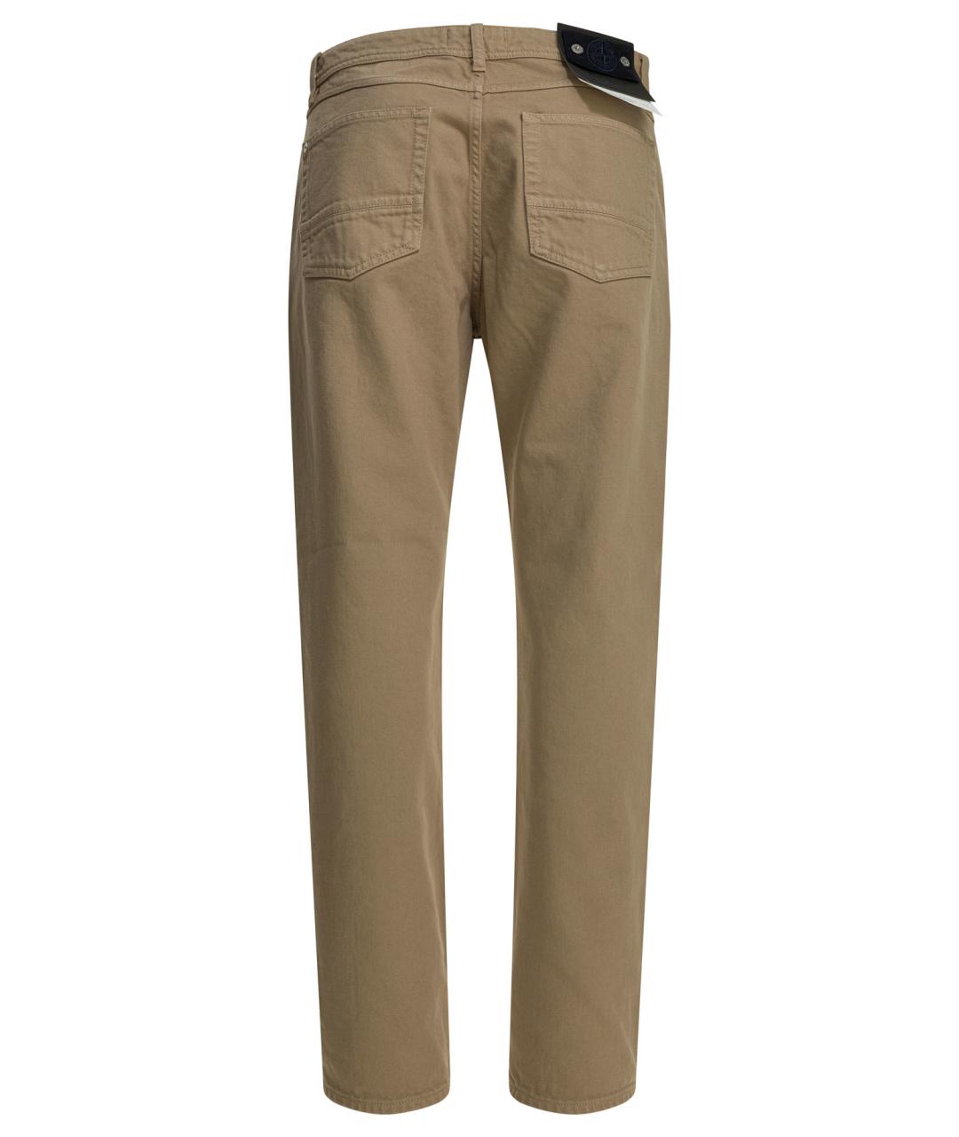 STONE ISLAND Бежевые хлопковые прямые джинсы, фото 2