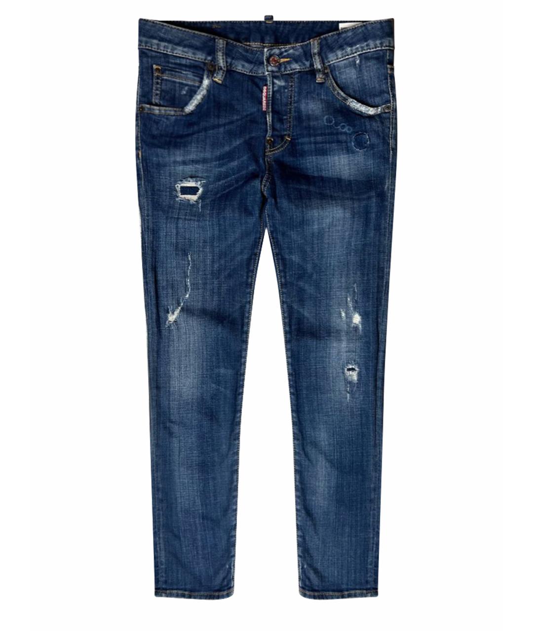 DSQUARED2 Темно-синие хлопко-эластановые джинсы слим, фото 1