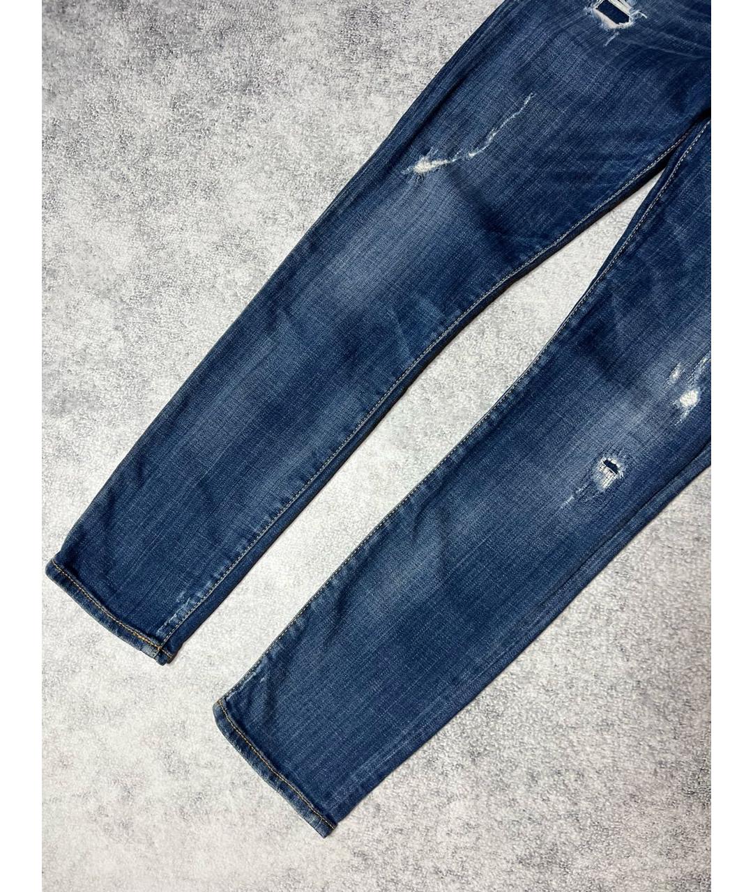 DSQUARED2 Темно-синие хлопко-эластановые джинсы слим, фото 4