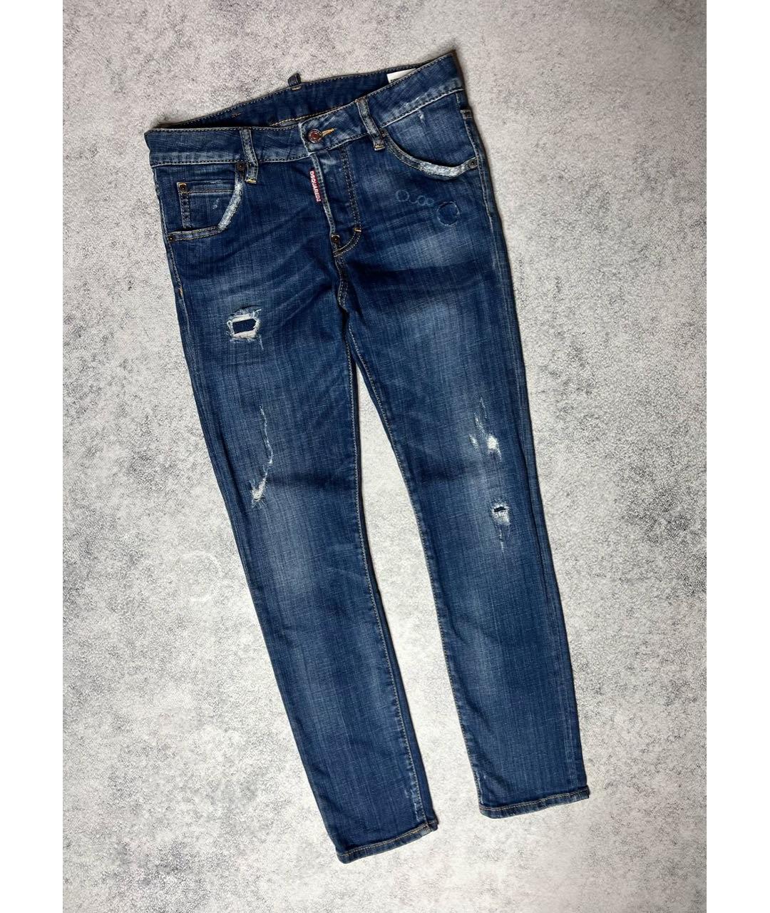 DSQUARED2 Темно-синие хлопко-эластановые джинсы слим, фото 7