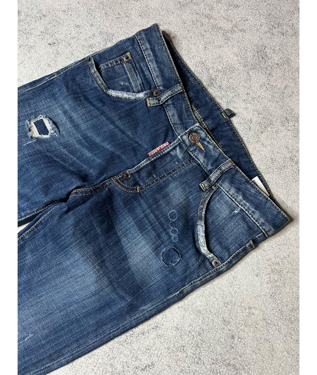 DSQUARED2 Темно-синие хлопко-эластановые джинсы слим, фото 3