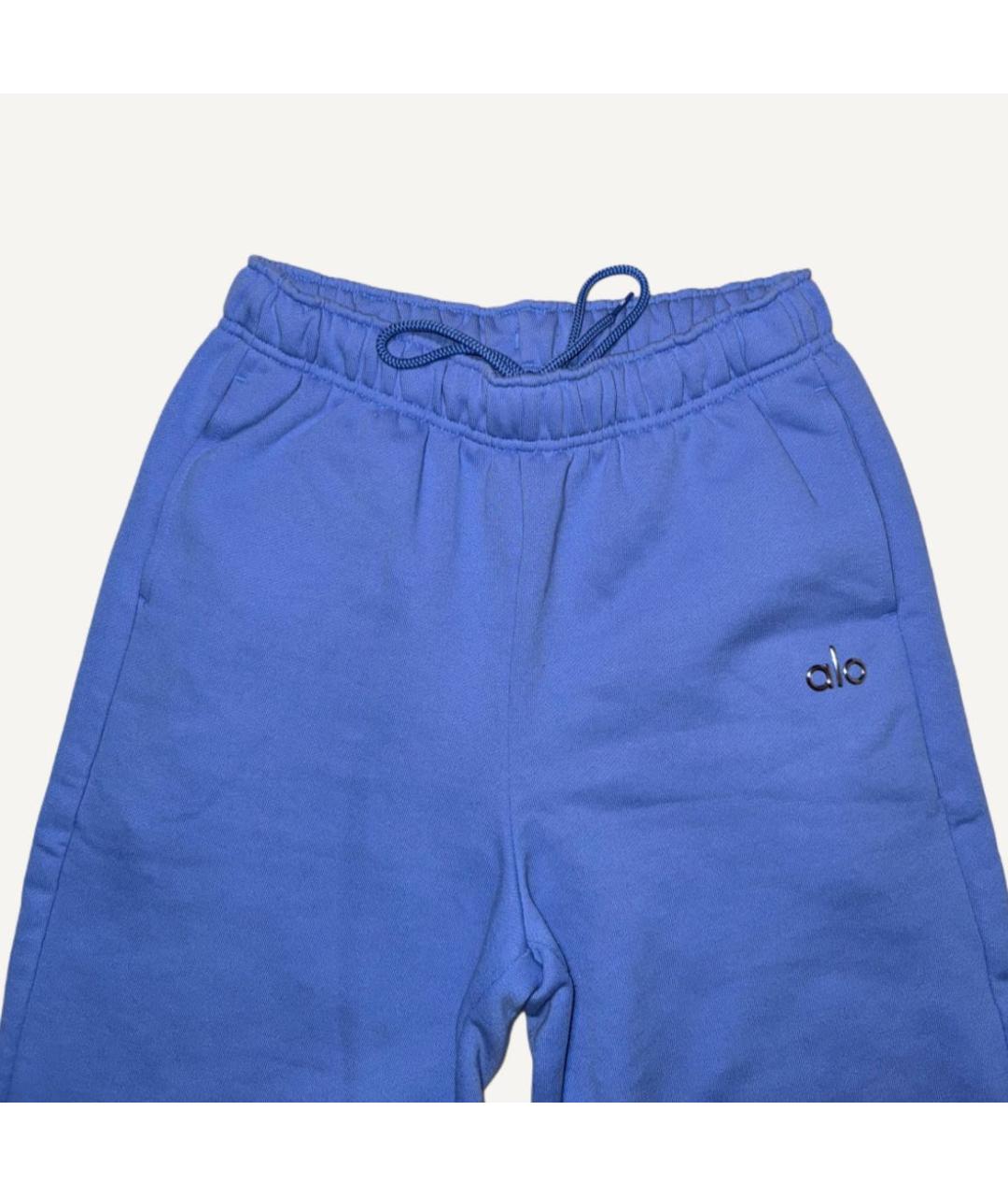 ALO YOGA Голубые хлопковые спортивные брюки и шорты, фото 4
