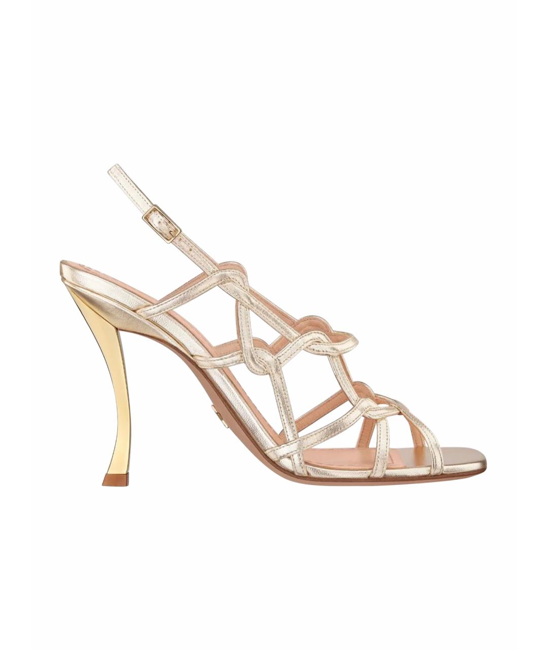 CHRISTIAN DIOR Золотые кожаные босоножки, фото 1
