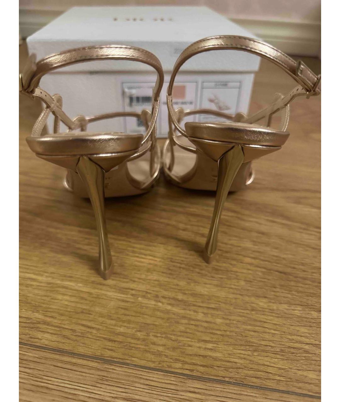 CHRISTIAN DIOR Золотые кожаные босоножки, фото 4