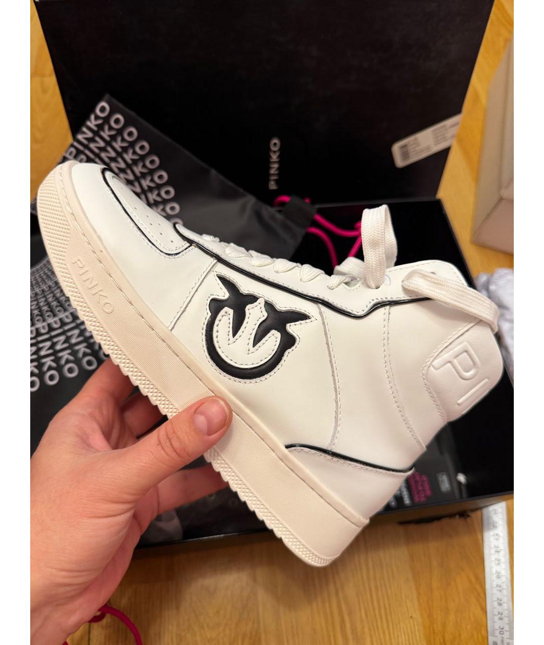 PINKO Белые кожаные кеды, фото 4