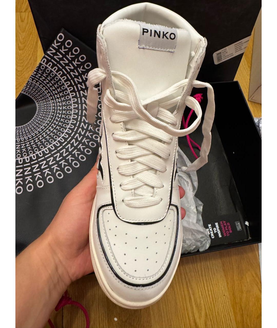 PINKO Белые кожаные кеды, фото 5