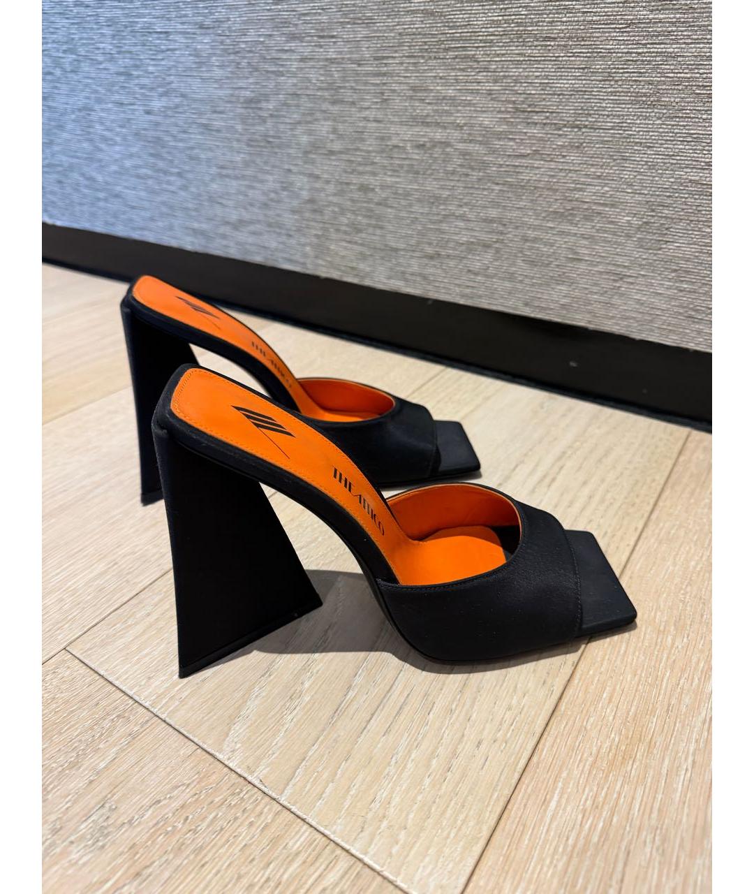 THE ATTICO Черные текстильные босоножки, фото 7