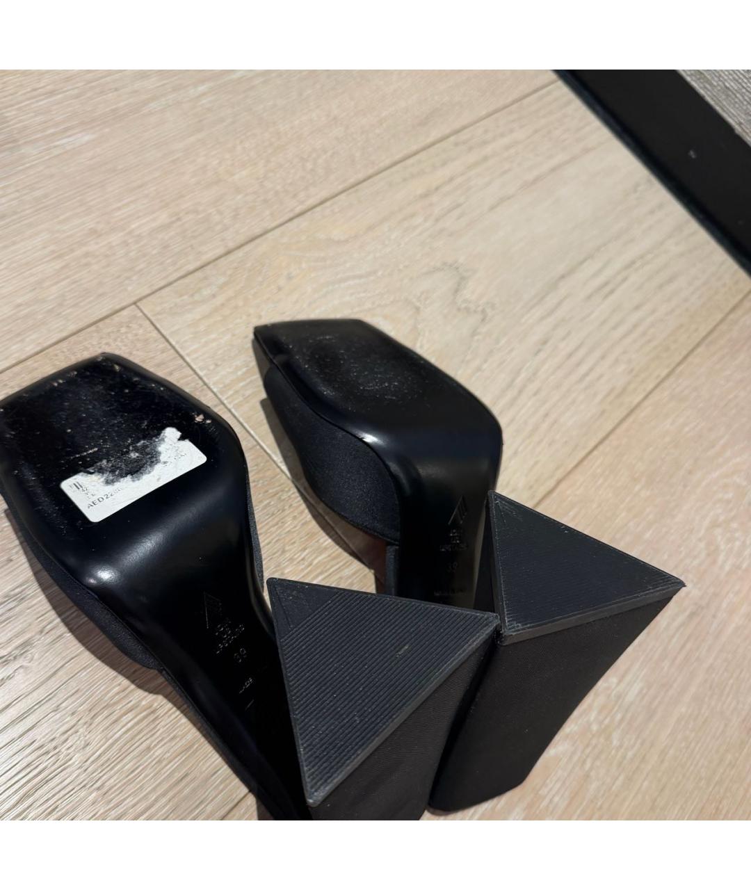 THE ATTICO Черные текстильные босоножки, фото 6