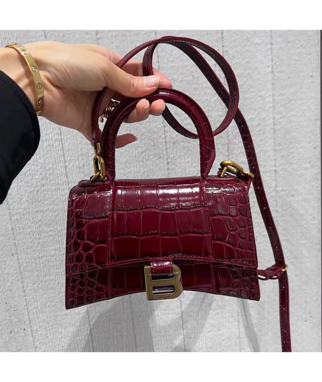 BALENCIAGA Бордовая кожаная сумка через плечо, фото 2