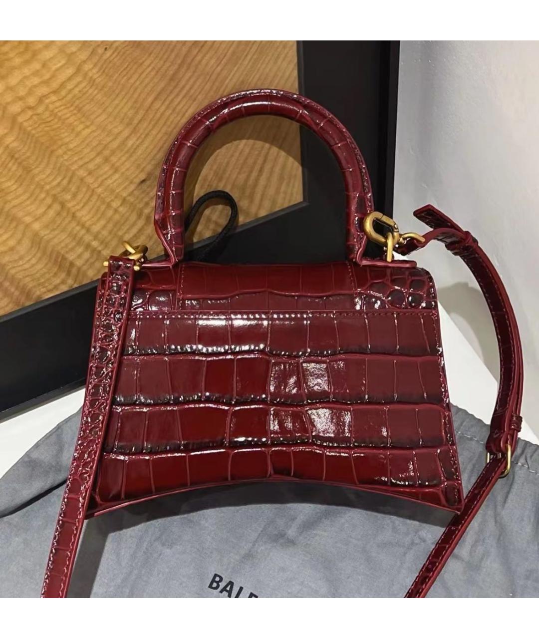 BALENCIAGA Бордовая кожаная сумка через плечо, фото 4