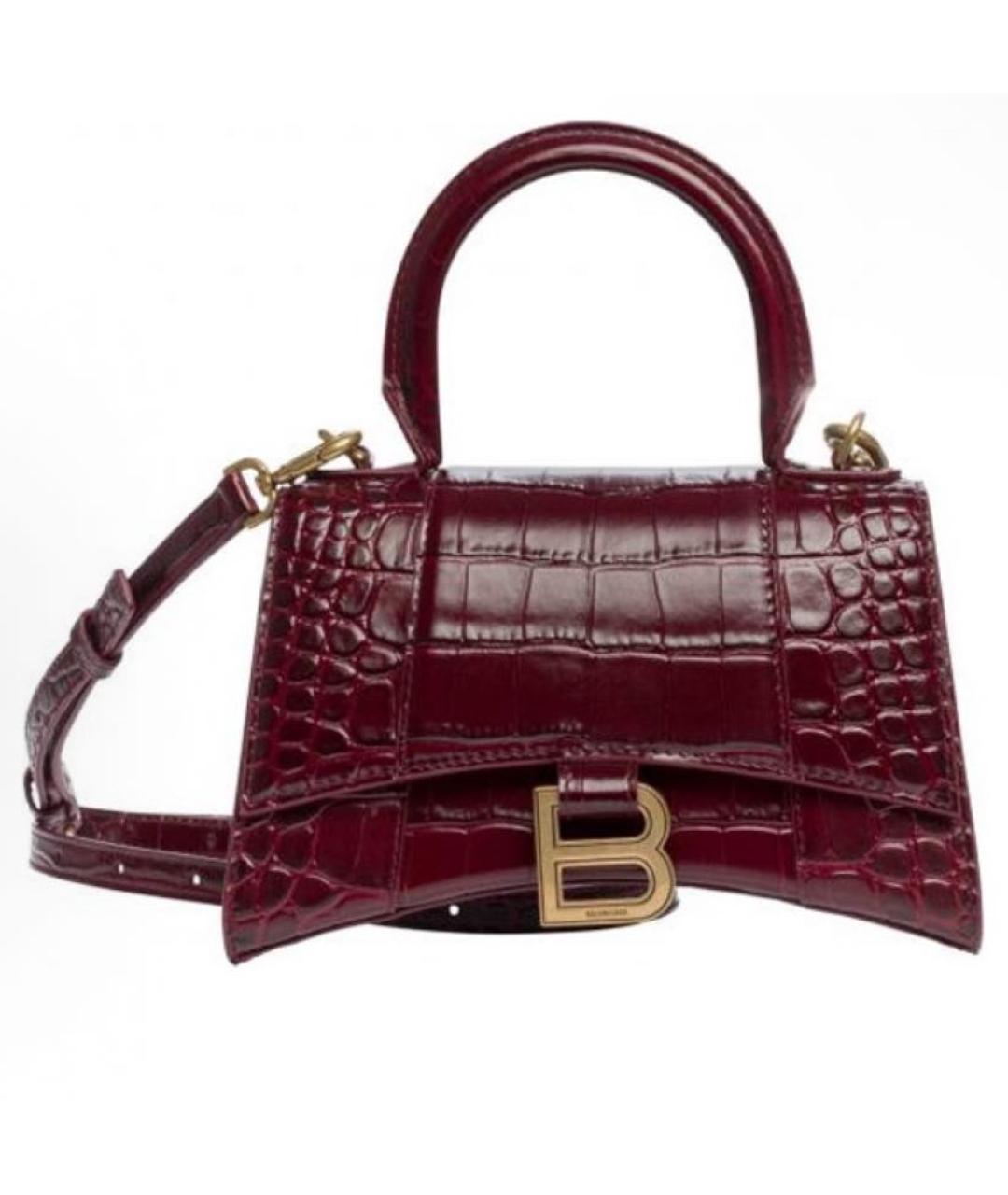 BALENCIAGA Бордовая кожаная сумка через плечо, фото 5