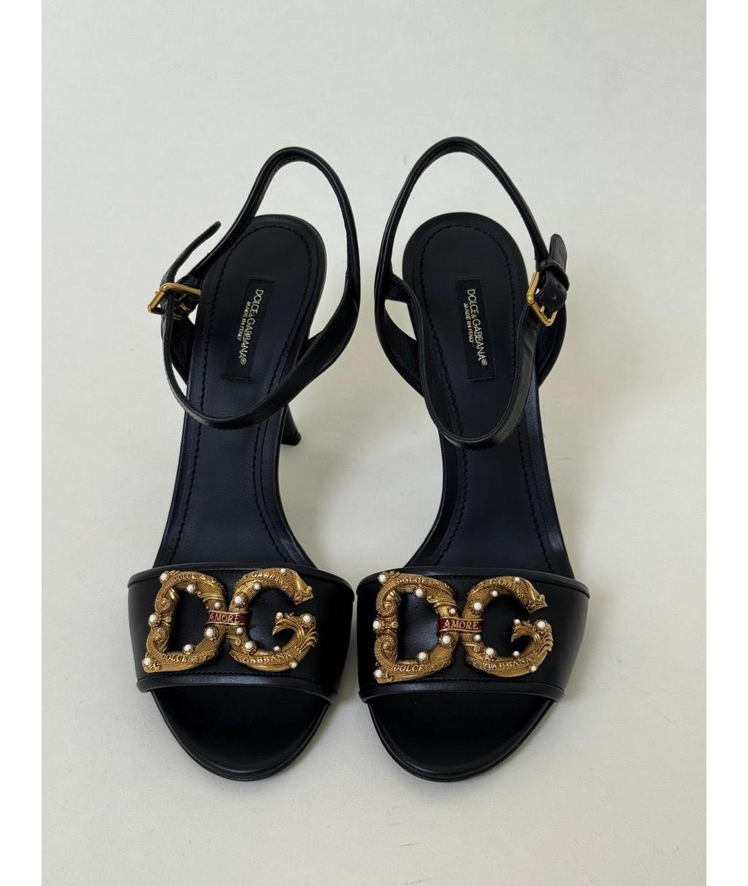 DOLCE&GABBANA Черные кожаные босоножки, фото 2