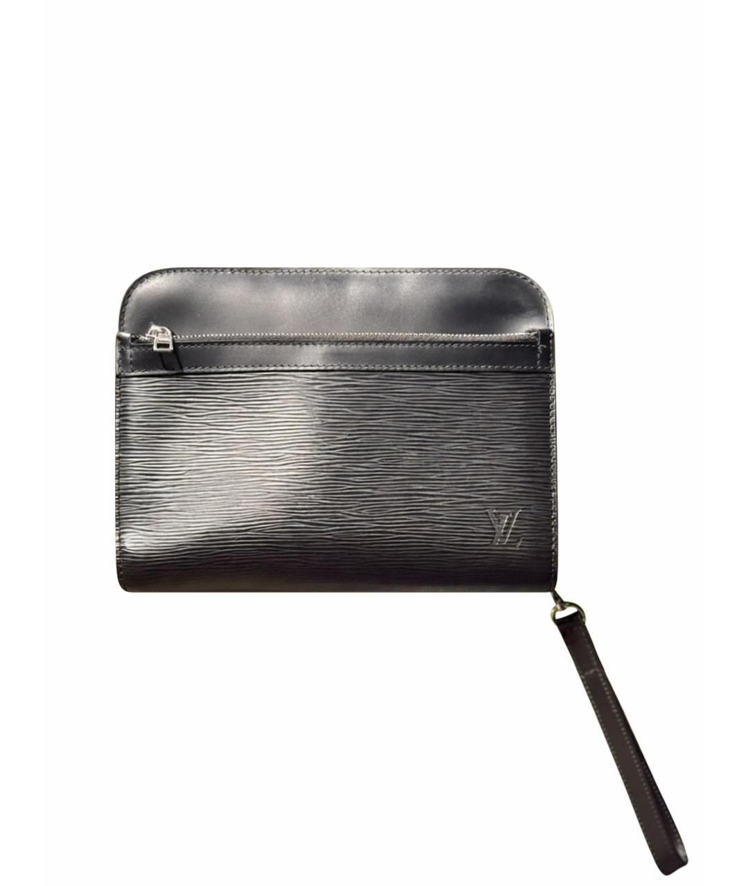 LOUIS VUITTON Черная кожаная барсетка, фото 1