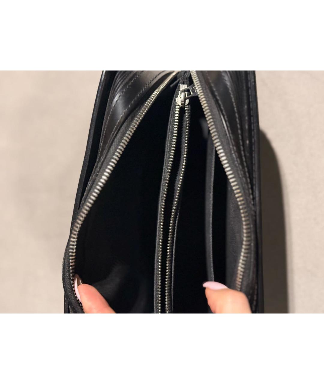 LOUIS VUITTON Черная кожаная барсетка, фото 4