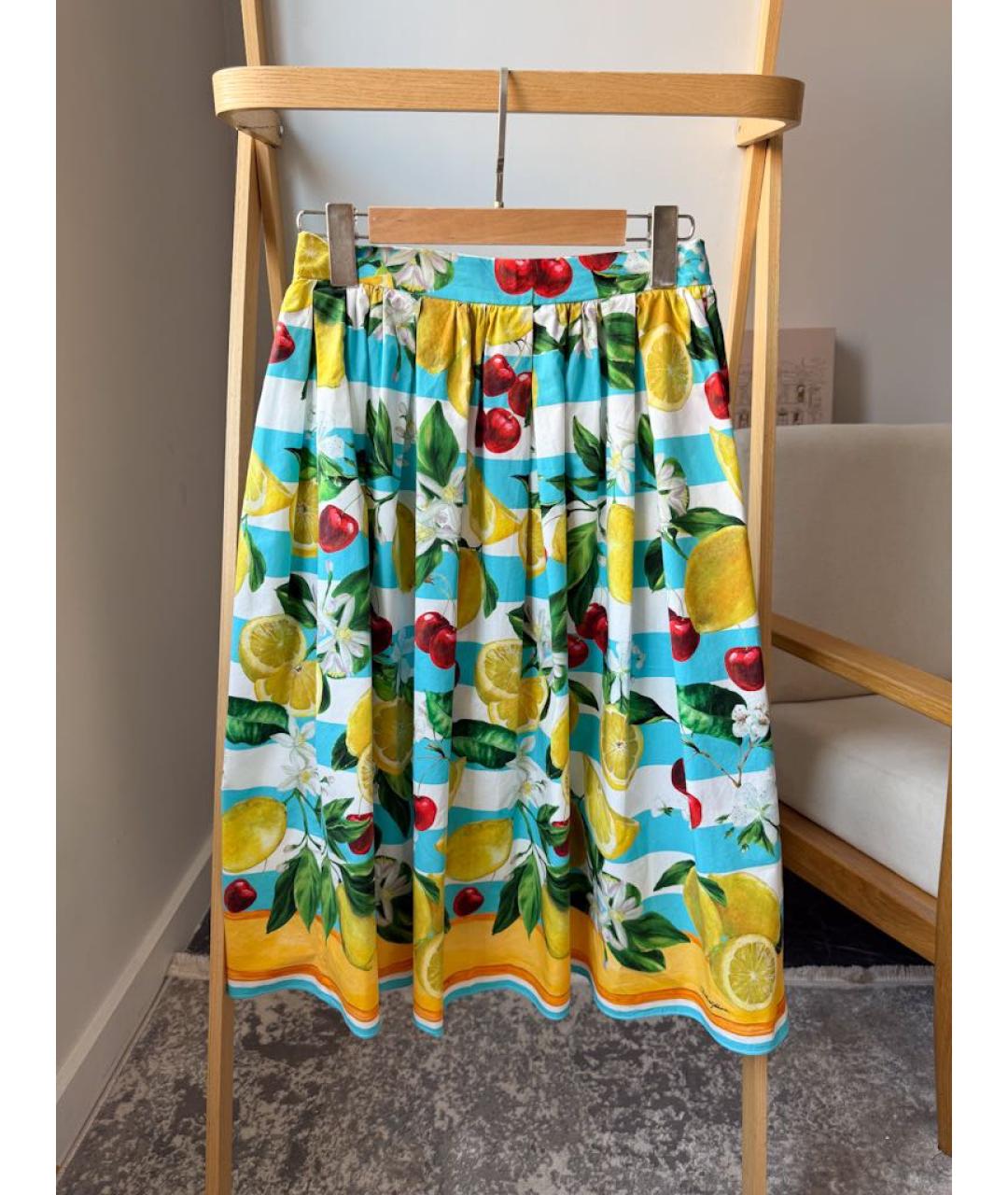 DOLCE & GABBANA KIDS Мульти хлопковая юбка, фото 5