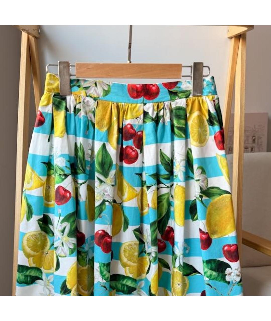 DOLCE & GABBANA KIDS Мульти хлопковая юбка, фото 3