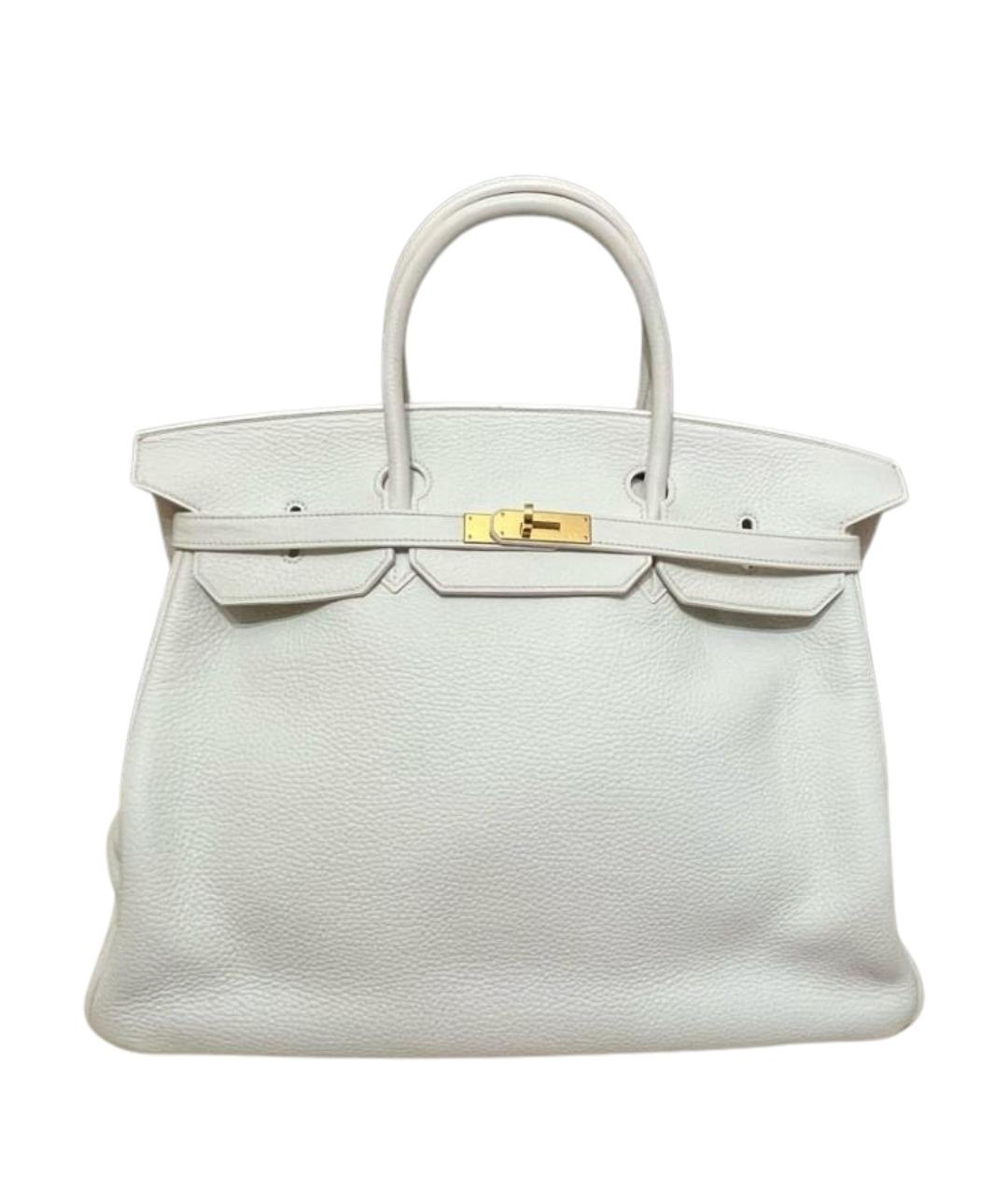 HERMES Белая кожаная сумка с короткими ручками, фото 1