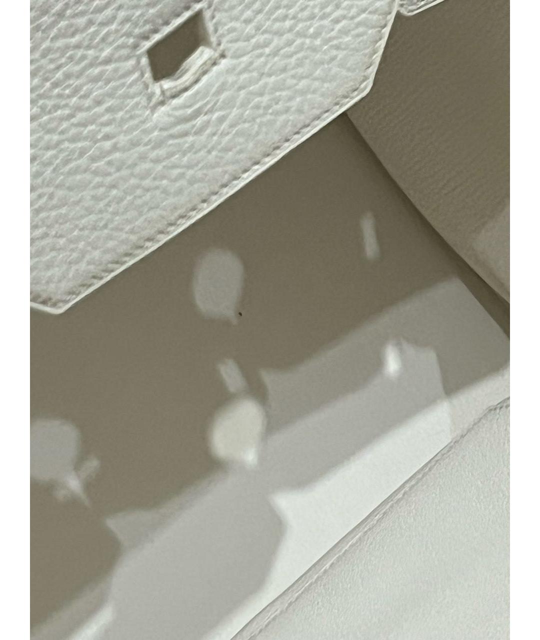 HERMES Белая кожаная сумка с короткими ручками, фото 4
