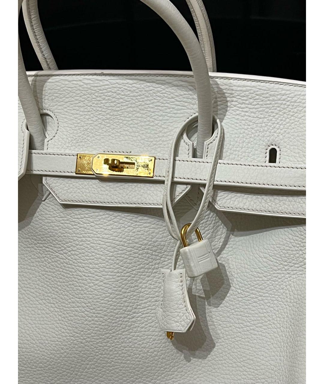HERMES Белая кожаная сумка с короткими ручками, фото 6