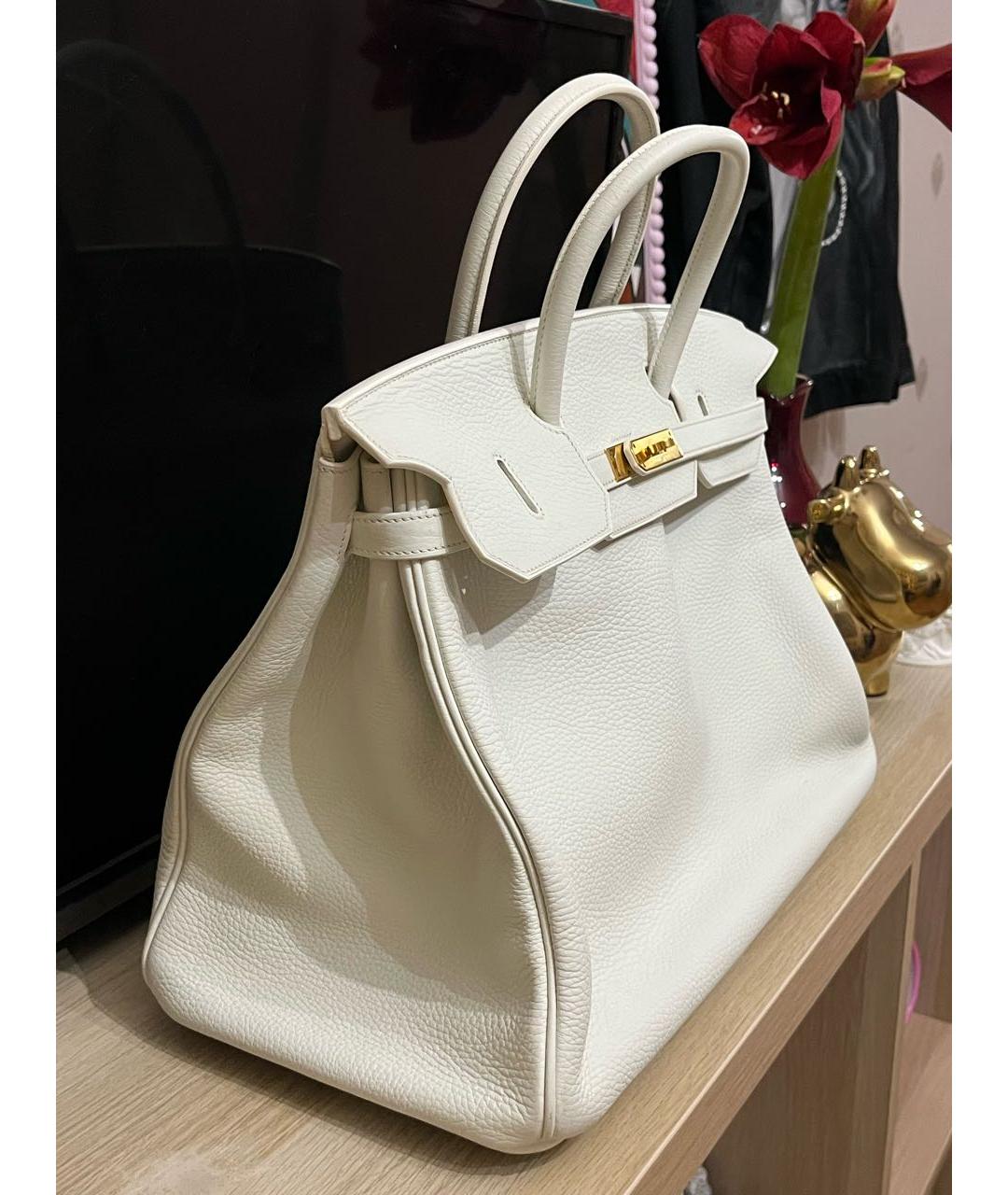 HERMES Белая кожаная сумка с короткими ручками, фото 2