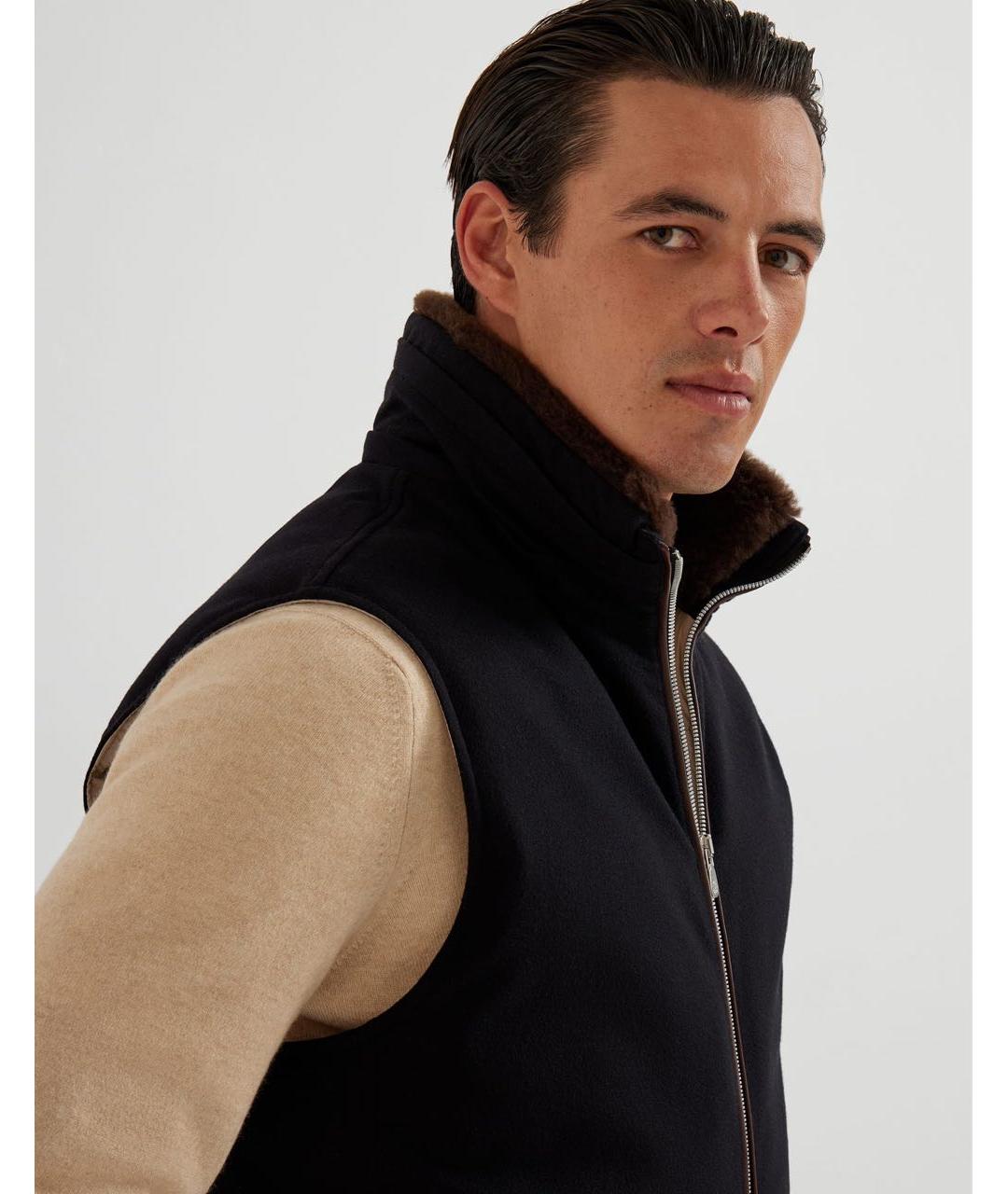 BRUNELLO CUCINELLI Черный шерстяной жилет, фото 4