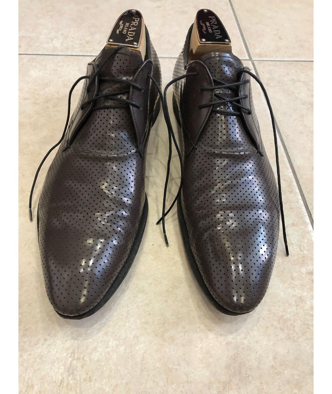 PRADA Коричневые кожаные туфли, фото 3
