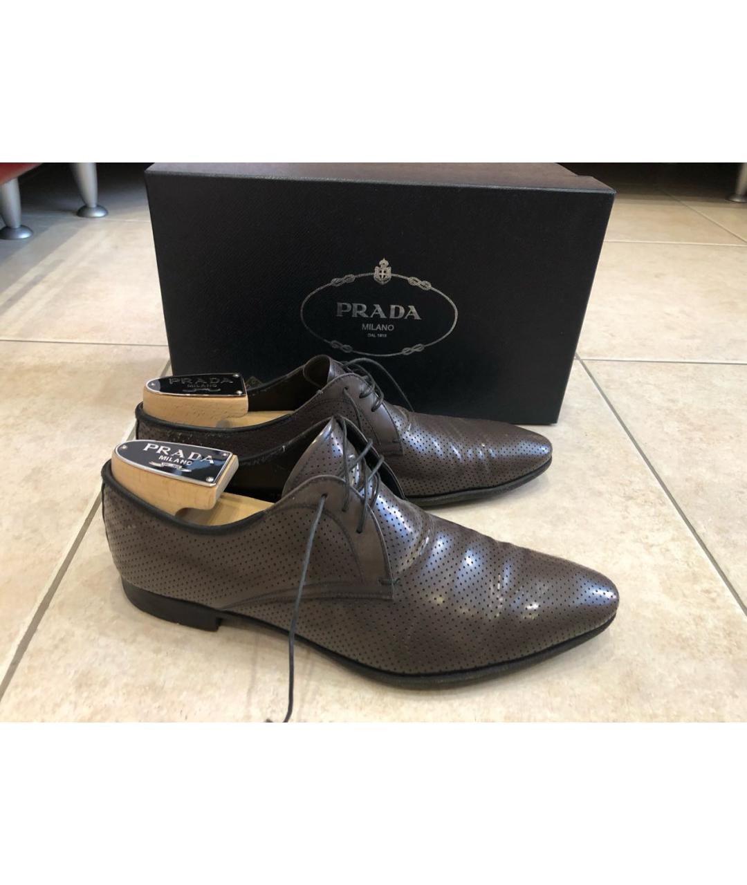 PRADA Коричневые кожаные туфли, фото 8